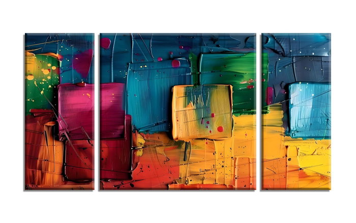 Wallity MXC08 Set de 3 Pinturas Decorativas en Lienzo Multicolor